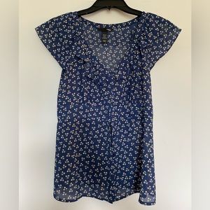 H&M Navy Floral Button Up